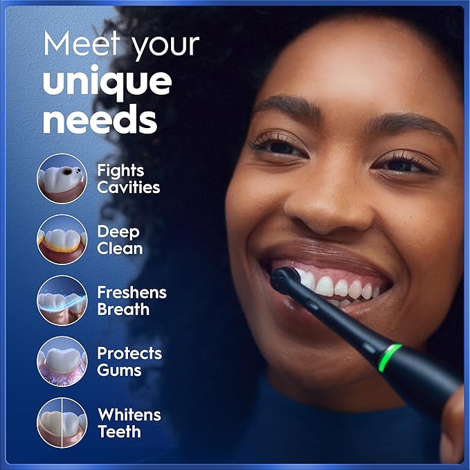 Oral-B Rechargeable Electric Toothbrush, iO5 Limited Deep Clean & Whiten, 5 Cleaning Modes, Visual Pressure Sensor to Protect Gums, Travel Case, 3 Brush Heads, White (Pack of 3)