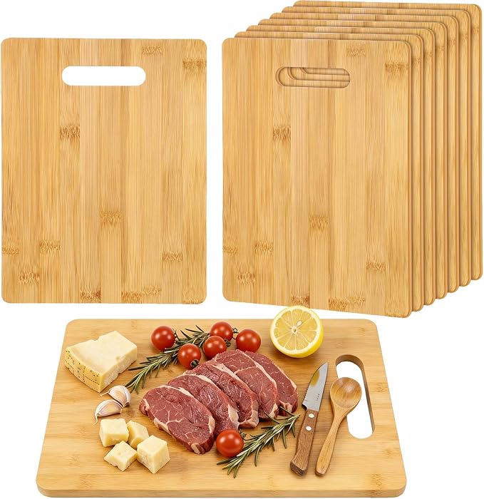 Vesici 18 Pack 12" x 8" Wood Cutting Boards with Handles Laser Engraving Bamboo Cutting Board Blanks Bulk Craft Boards for Wood Burning, Custom Engraving Gifts