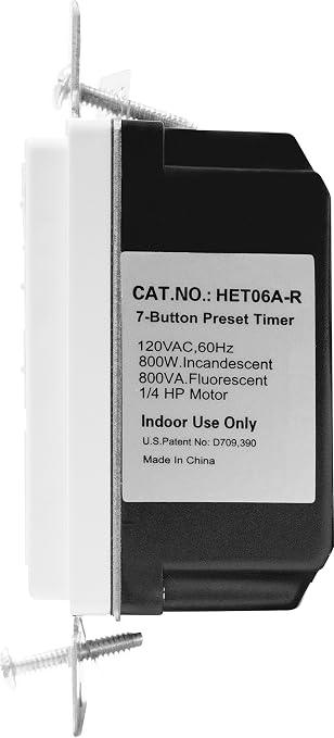 ENERLITES Countdown Timer Switch for bathroom fans and household lights, 1-5-10-15-20-30 Min Settings with Manual Override, Always On Blue LED, Neutral Wire Required, UL Listed, HET06A-R-I, Ivory