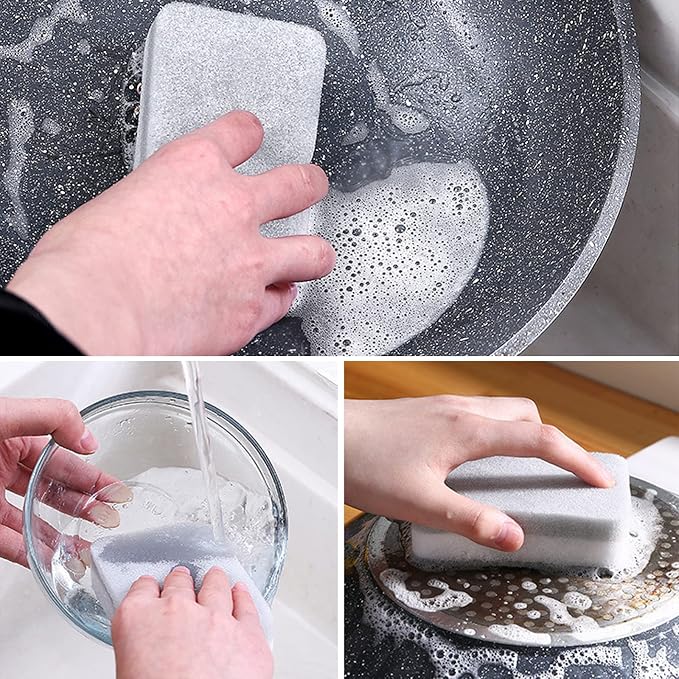 Individually Wrapped Sponges 40 Pack Kitchen Dishwashing Sponge Bulk, Non Scratch Dishes Scouring Pad Dishcloth, Odor-Free Sponge Wipes for Household Cleaning Dishes Travel Apartments - Grey