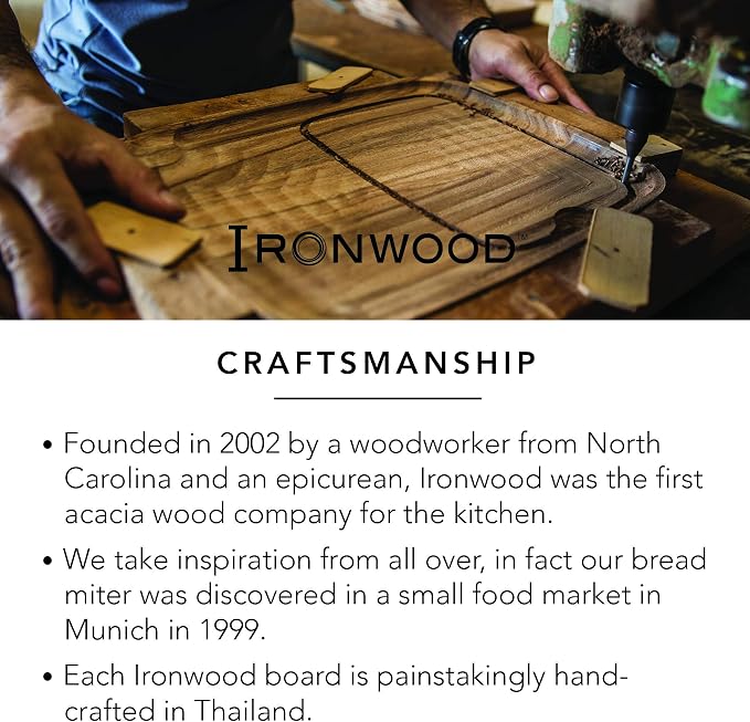 Ironwood Gourmet Oslo End Grain Utility Cutting Board, 14 x 16 Inches, Natural Acacia Wood