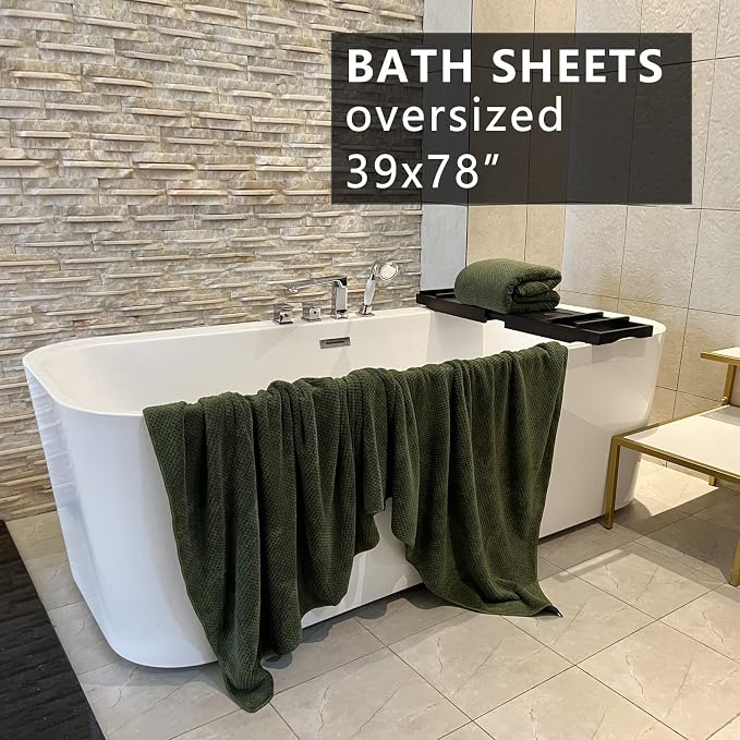 YTYC 39x78 Bath Sheets,Towels for Bathroom,Olive Green,2-Pieces | Extra Large Bath Towels, Super Soft,Highly absorbent,Hanging Loop,Quick Drying,Light Weight,80% Polyester