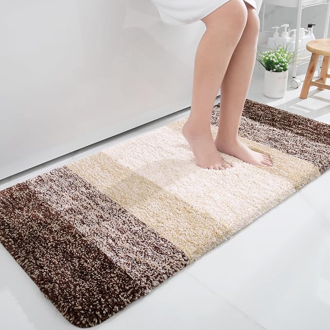 OLANLY Large Bathroom Rugs Mat 45x27, Extra Soft Absorbent Microfiber Bath Rugs, Rubber Backing, Quick Dry, Machine Washable Bath Mats for Bathroom Floor, Tub and Shower, Home Decor Accessories, Brown