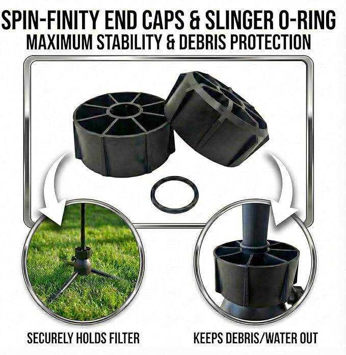 Rotating Pool Filter Cleaning Stand PRO – Ergonomic Metal Tripod Station with Spin-Finity Technology & Spray Nozzle – Fits 3" ID Cartridges – Save Your Back & Deep Clean Pleats