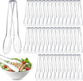 Tessco for you 50 Pcs Plastic Tongs for Serving Bulk, 9 Inch Plastic Disposable Serving Tongs, Heavy Duty Salad Tong for Kitchen, Buffet, BBQ, Events & Catering (Transparent)