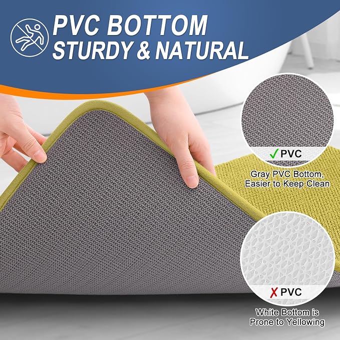 OLANLY Memory Foam Small Bathroom Rugs 24x16, Absorbent Mat, Deep Mustard | Soft Quick Dry Bath Mat Rugs, Non-Slip, Machine Washable Mat for Bathroom Floor, Tub and Shower, Home Decor Accessories