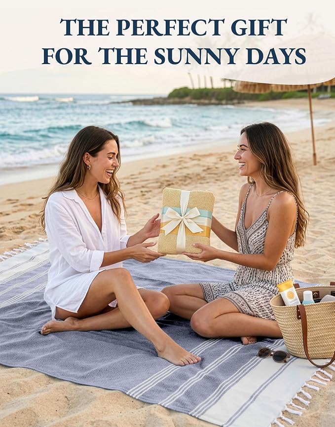 LANE LINEN Beach Towel 2 Pack, Beach Towels Oversized, Soft - Navy Blazer | Pre-Washed Large Beach Towels - 39"x71", Vacation Essential - Machine Washable, Travel & Camping - Reinforced Hems, Durable