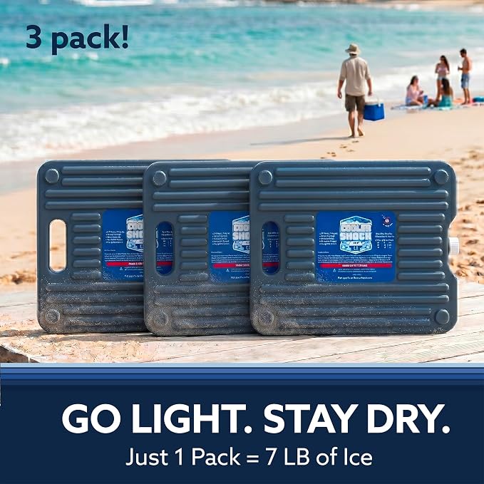 Cooler Shock Ice Packs for Cooler, Reusable, Long Lasting, Cold Freezer Packs for Coolers, Lunch Bags & Totes to Keep Food Fresh