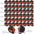 Xuhal 50 Pcs Mini Measuring Tape Keychains Small Measuring Tape Bulk Set 3ft Retractable Measurement with Pause Buttons for Engineer Crafter, Autowind and Lock(Orange)