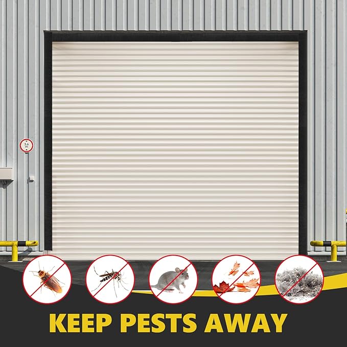 DoubleFill 2 Pack 14 x 14 ft Garage Door Brush Seal Kit, 3 Inch Roll up Door Seal with Aluminum Track, Heavy Duty Nylon Brush for Commercial Doors, Warehouse Barn, Energy Saving, Pest Proof, Black