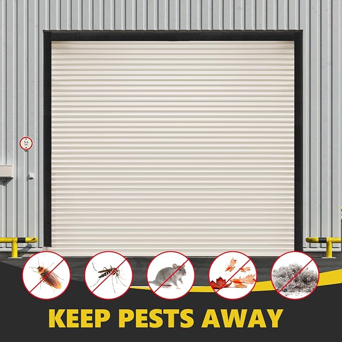 DoubleFill 10 x 12 ft Garage Door Brush Seal Kit, 3 Inch Roll up Door Seal with Aluminum Track, Heavy Duty Nylon Brush for Commercial Doors, Warehouse Barn, Energy Saving, Pest Proof, Black