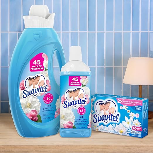 Suavitel Fabric Conditioner, Fabric Softener, 45 Days of Freshness, HE Compatible, 25 Small Loads, Field Flowers Scent, 25 fl oz