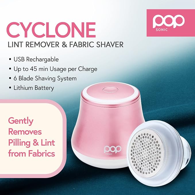Fabric Shaver, Lint Remover Electric (Rose Gold) – Rechargeable, 6 Blade System, Fabric Lint Shaver w/LED Light | One-Touch Activation Pill Shaver for Clothes - Electric Lint Remover Fabric Shaver