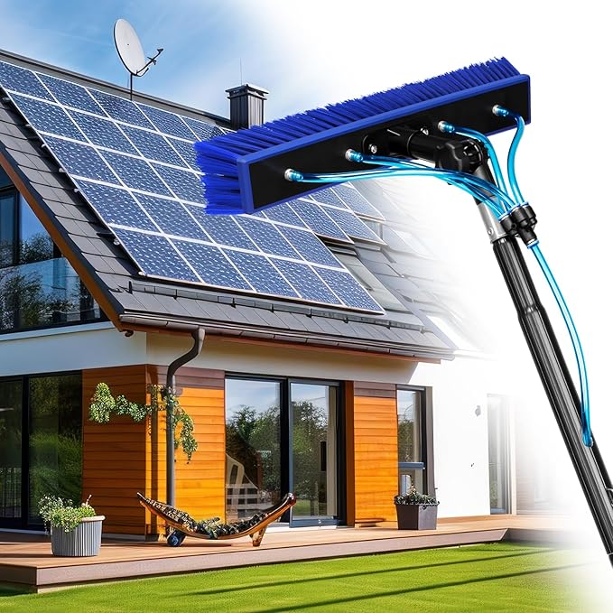 35FT Water Fed Pole Kit, Window Solar Panel Cleaning Brush and Pole, Window Washing Equipment Solar Panel Roof Glass Cleaner Tool