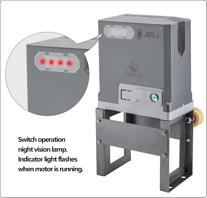 JIELI 3300 lb Automatic Sliding Gate Opener with 4 Remote Controls, Electric Rolling Driveway Slide Gate Motor, Complete Gate Operator Hardware Security System Kit for Sliding Gate Up to 40 Feet