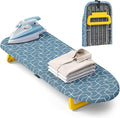 Foldable Small Ironing Board Tabletop, Mini Iron Board Small, Table top mini Ironing Boards Small with Cover and pad, Folding Compact Portable Iron and Ironing Boards Set for Travel, 32 * 12 Sky Blue
