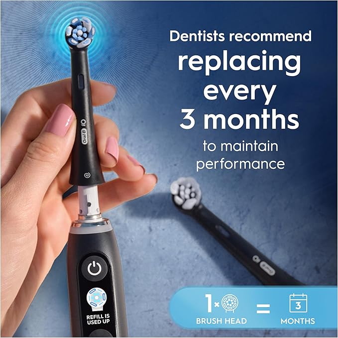 Oral-B iO Ultimate Clean Electric Toothbrush Head, Twisted & Angled Bristles for Deeper Plaque Removal, Pack of 2 Toothbrush Heads, Black