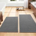 YIHOUSE Dark Gray Bathroom Rugs Sets 2 Piece, Quick Dry Thin Bath Mat, Non Slip Absorbent Machine Washable, Bath Rugs for Bathtub Sink Home Decor (17"x24" + 17"x32")