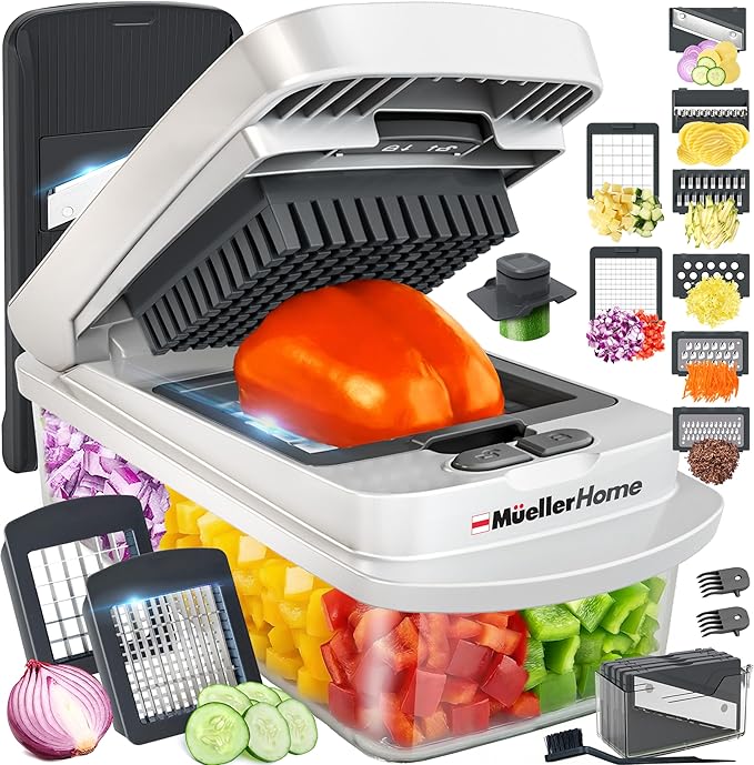Mueller The Real Original Pro Chopper since 2013 Vegetable Chopper Mandoline Slicer, 8 Blade Food Veggie Chopper Onion Vegetable Cutter with Container, Kitchen Gadgets & Essentials, (10 in 1)