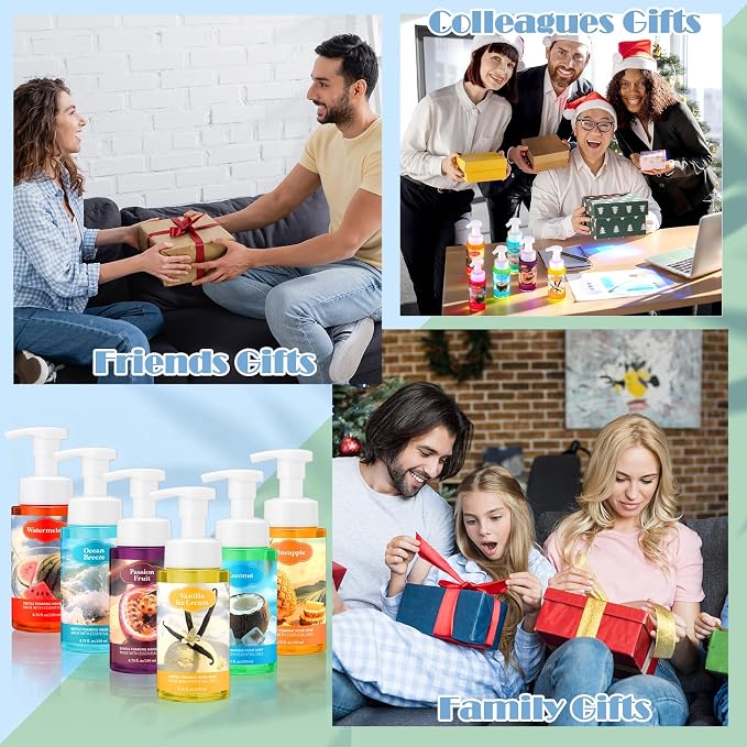 6 Pack Summer Foaming Hand Soap with Pump Care Moisturizing Liquid Scented Gentle Foam Hand Wash Employee Thank You Gift Bulk for Kitchen Bathroom Family Teacher Staff Doctor 8.75 Fl. oz