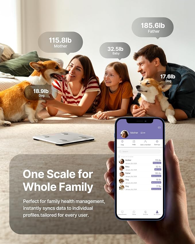 FITINDEX Smart Scale for Body Weight, FSA&HSA Eligible, Scale with BMI, Body Fat, Muscle Mass, Bluetooth,13 Body Composition Analyzer, Sync APP, Digital Bathroom, 400lb, White
