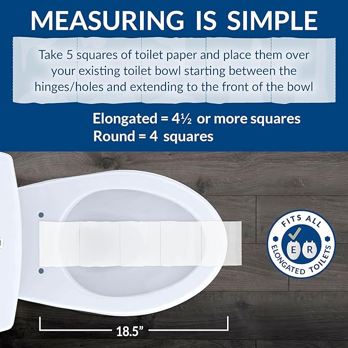 Mayfair Bennett Toilet Seat with Chrome Hinges, Slow Close Wood Seat, Secure Metal Hinges, Easy Install, Made in USA, Elongated, White