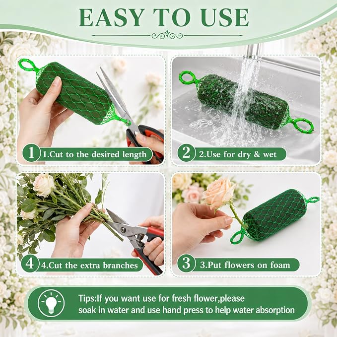 Conderyang 42 Pcs Floral Foam Garland 27.6ft Absorption Flower Holder Wet Foam Blocks Flower Sponge Blocks Green Floral Arrangement for Home Garden Craft Wedding Arch Door Holiday Tabletop Decoration