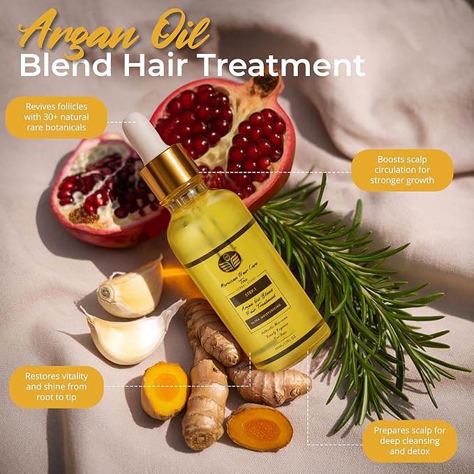 Dry Scalp Treatment Argan Oil Shampoo and Conditioner Set, Moroccan Hair Care Trio for Itchy Flaky Irritated Scalp, Moisturizing Rinse for Curly, Straight, Damaged Hair, Sulfate Free, 2–3 Month Supply