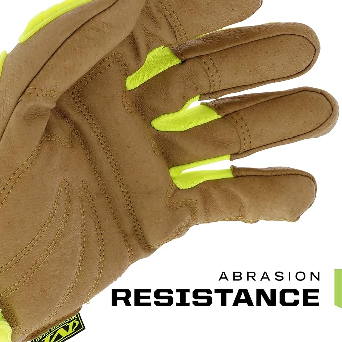 Mechanix Wear Hi-Viz CG Heavy Duty Gloves - High-Visibility Work Gloves - For Construction - Breathable Synthetic Leather - Machine Washable - Durable - Fluorescent Yellow - Medium