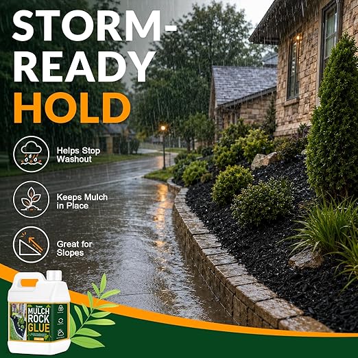 Teexpert Mulch and Rock Glue for Landscaping, 1 Gallon Concentrate Landscape Glue for Rubber Mulch, Wood Chips, Pea Gravel & Small Rocks, Strong Hold, Dries Clear, Covers up to 200 sq ft