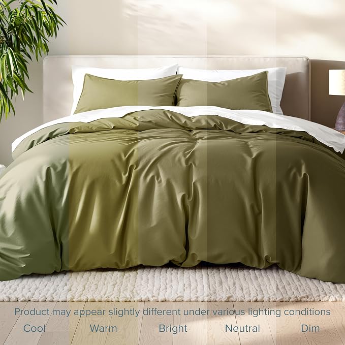 Bare Home Bedding Duvet Cover Extra Long Size - Premium 1800 Super Soft Collection - Lightweight, Cooling - Soft Breathable Bedding Duvet Cover (Twin/Twin XL, Olive)