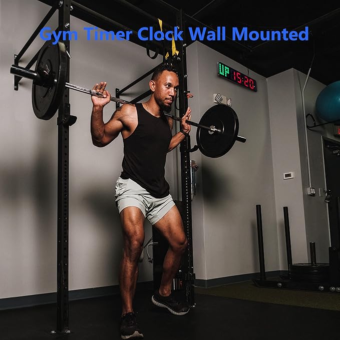 LUCORB Gym Timer - Large Digital Gym Clock Wall with Interval Time Progress Bar, Countdown/Up Stopwatch, Remote Control for Home Gym Garage Boxing Crossfit