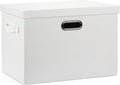 Graciadeco Large 17" 36 Quart Collapsible Stackable Storage Bins with Lids, 1 Pack White Foldable Fabric Closet Storage Boxes with Lids, 4 Handles Heavy-duty Linen Cube Baskets for Bedroom