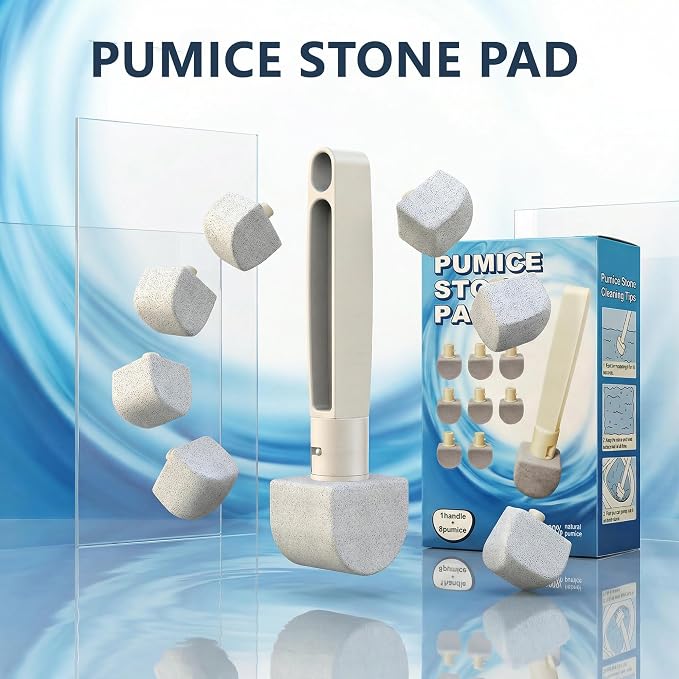 Pumice Stone Toilet Bowl Cleaner 8-Pack – Hard Water & Limescale Remover, Non-Scratch Multi-Surface Scrubber for Toilet, Bathroom Tile, Sink – Natural Cleaning Tool with Disposable Refill Heads