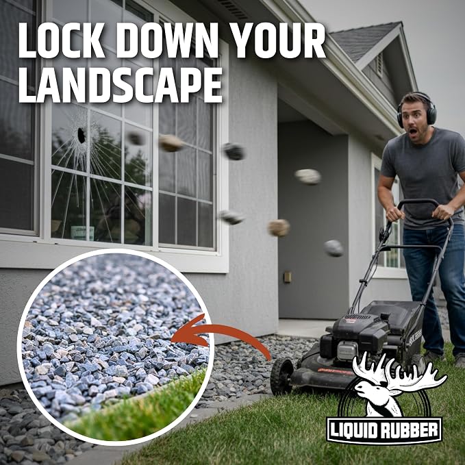 Liquid Rubber Rock Glue for Landscaping - Pea Gravel Stabilizer, 1 Gallon | Professional Grade, Outdoor, Ready to Use - Clear Drying, Permeable, Water-Based for Stone & Pea Gravel, 50 sq ft/Gal