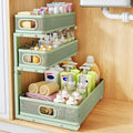 Under Sink Organizer, 1-Pack 3-Tier Thickened Metal Pull out Cabinet Organizer Shelf, Height Adjustable Slide out Storage Drawer Rack for Kitchen Bathroom Pantry Laundry Home Organization, Green