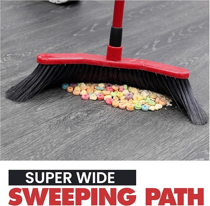 Da Vinci Angle Broom Dustpan Combo Set – Pack of 2, 16" Curved Head, 52" Adjustable Telescopic Handle, Soft PVC Bristles, Indoor Outdoor Broom and Dustpan Set for Kitchen, Pet Hair, Dust & Debris