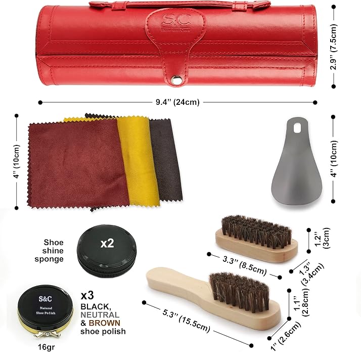 Stone and Clark Original Shoe Polish & Care Kit - Leather Shoe Shine Kit for Men & Women