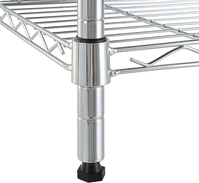Amazon Basics 5-Shelf Tower Adjustable Storage Shelving Unit, Chrome, 16" x 16" x 54", 150 lbs Per Shelf | Tower