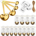 Umigy 12 Set Heart Shaped Measuring Spoon Tea Spoons Wedding Baby Shower Favors for Guests Set Heart Shape Drawstring Organza Bag Gift Tag Rope for Wedding Bridal Shower Souvenir (Gold)