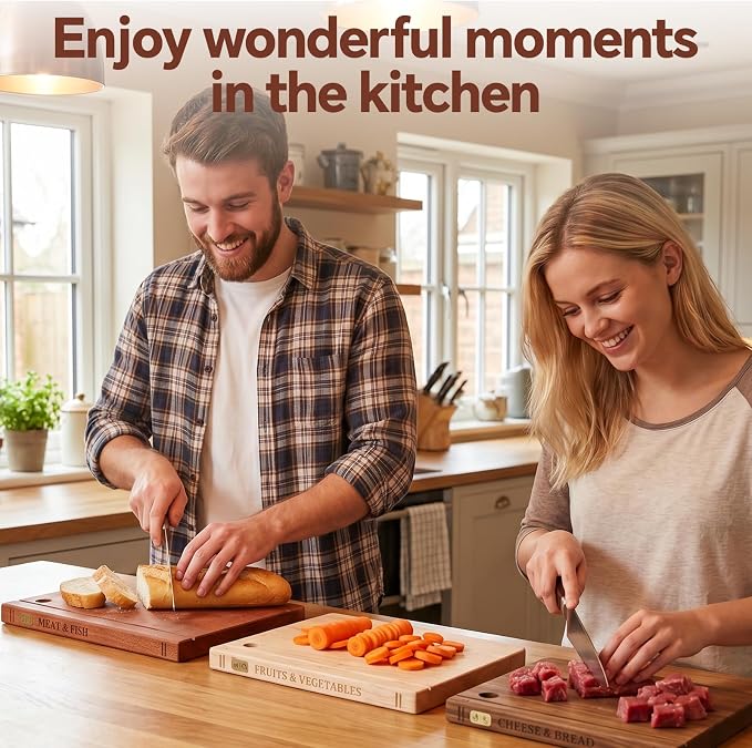 Wood Book Cutting Board Set with Stand, Wooden Cutting Boards for Kitchen,Knife Friendly Decorative Board that Look Like Books, Easy to Store & Clean,Unique Gift for Book Lovers & Home Cooks