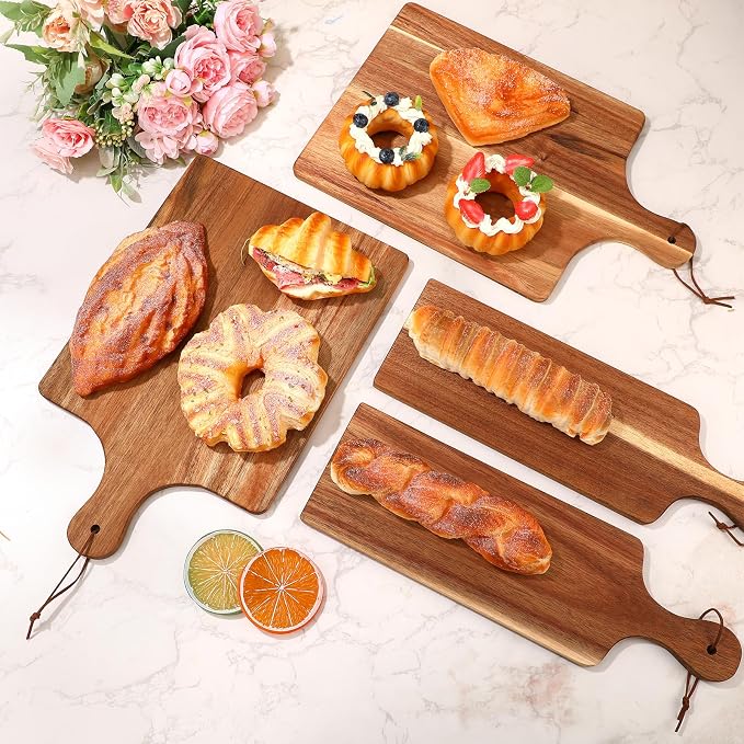 12 Pcs Wood Cutting Board Set with Handle, Bulk Chopping Serving Boards 16x10 & 16x5 Inch, Charcuterie Boards for Laser Engraving, Wedding Housewarming Gift, Kitchen Supplies (Acacia)