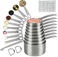 Measuring Cups and Spoons Set, 18/8 Metric & US Stainless Steel 8 Measuring Cups & 9 Spoons with 1 Leveler & 1 Measurement Conversion Chart for Baking & Kitchen