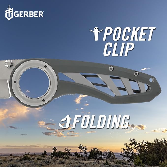 Gerber Remix EDC Folding Pocket Knife, 3" Fine Edge Blade, Survival, Gray | 3-inch fine edge blade, pocket clip for men, lightweight EDC, camping, survival, everyday carry