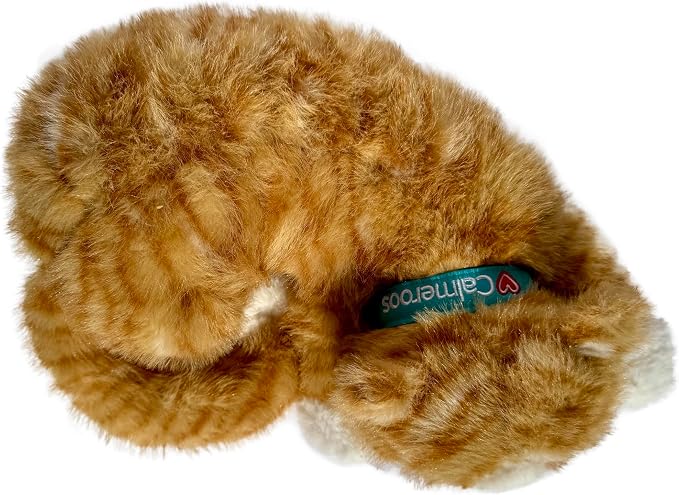 Plush Heartbeat Toy - Calming Anxiety Relief Toys for Puppies and Kittens - Heartbeat in a Soft Comforting Pet Plush for Dogs and Cats (Orange Stripe)