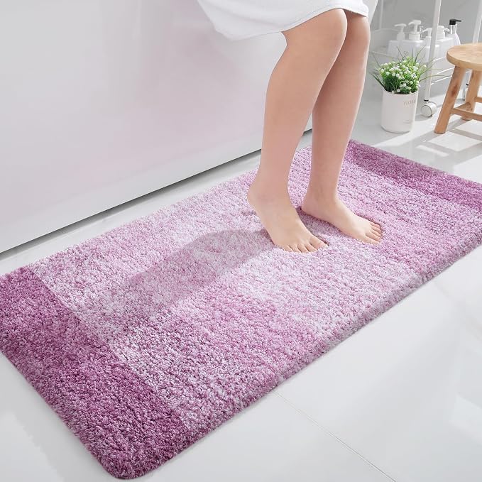 OLANLY Large Bathroom Rugs Mat 50x30, Extra Soft Absorbent Microfiber Bath Rugs, Rubber Backing, Quick Dry, Washable Bath Mat for Bathroom Floor, Tub and Shower, Home Decor Accessories, Pinkish-Purple