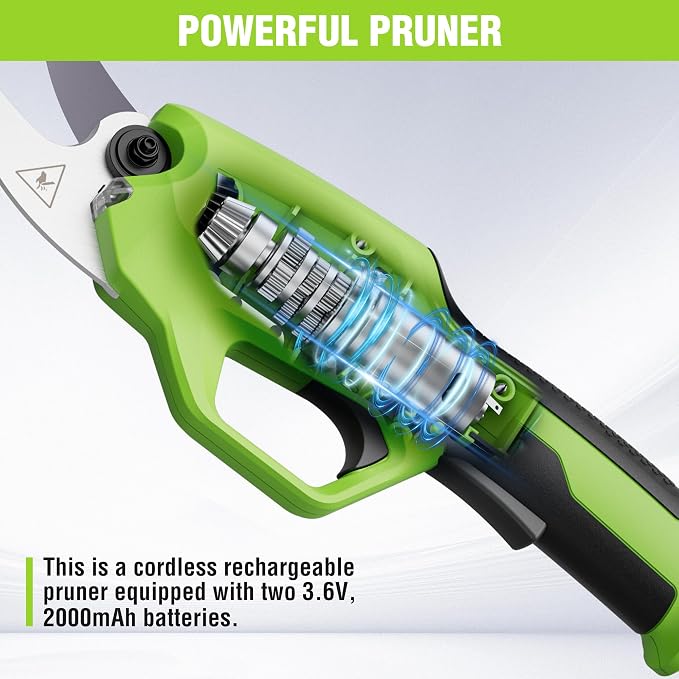 WORKPRO 7.2V Electric Pruning Shears, Battery Powered Pruning Shears, Cordless Tree Pruner, 0.8 Inch Cutting Diameter, Branch Cutter Gardening Scissors with Rechargeable Battery