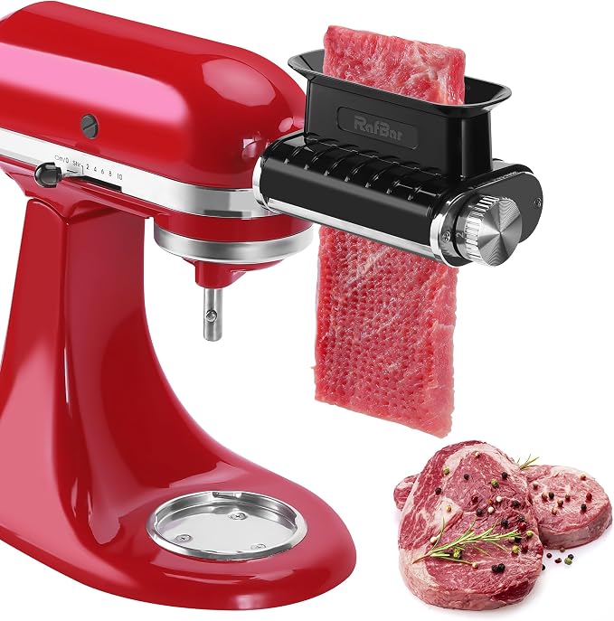 Adjustable Thickness Meat Tenderizer Attachment for Kitchenaid Stand Mixers, Meat Tenderizer Tool, Steak Cuber Processor Accessories, Dishwasher Safe, BPA Free Food Grade Plastic