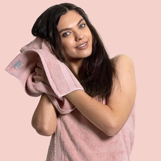 Chakir Turkish Linens 6 Piece Hand Towels, 100% Cotton Luxury Turkish Towels for Bathroom, Soft Absorbent Hand Towel Set, 16 x 30 Inches, Pink
