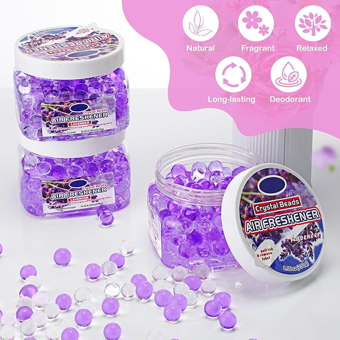 12 Pcs Air Freshener Bulk Odor Gel Eliminator Beads 8 oz Long Lasting Air Freshener Beads Eliminates Odors in Home Bathrooms, Cars, Boats, Rvs and Pet Areas(Lavender)